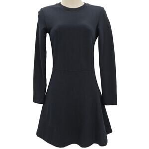 TRF By Zara Womans size S Long Sleeve Skater Mini Dress Classic Black Crewneck